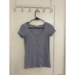 Gap Cotton Baby Blue Snatched Button Front Blouse Summer Coquette